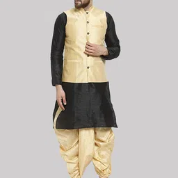 ROYAL KURTA Men Black Kurta with Dhoti Pants & Nehru Jacket-picture-18