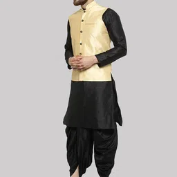 ROYAL KURTA Men Black Kurta with Dhoti Pants And Nehru Jacket image 3