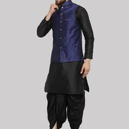 ROYAL KURTA Men Black Kurta with Dhoti Pants & Nehru Jacket image 5