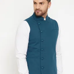 Hypernation Men Woven Pure Cotton Nehru Jackets image 4