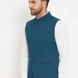 Hypernation Men Woven Pure Cotton Nehru Jackets image 3