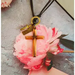 Religious Lord Jesus Christ Cross Pendant Necklace Rhodium Metal, Leather Pendant-image-27