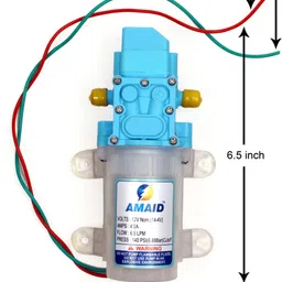amaid 140 Psi 12V DC 6.5/LPM Micro Electric Diaphragm High Pressure Water Pump. DC Input Oprated Motor. Pressure Washer image 1