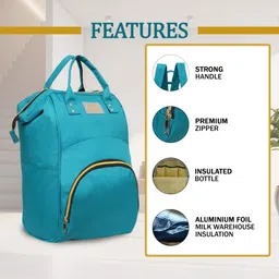 little munchkins LM 506 Diaper Bag Sea Green Moms First Choice Waterproof Diaper Bag, Comfortable For Mommy image 3