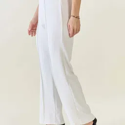 kotty Women Regular Fit White Viscose Rayon Trousers image 3