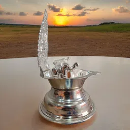 sigaram Gaja Lakshmi Deepam / Vilakku Silver Plated Table Diya image 4
