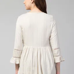 rihani fab Casual Bell Sleeves Solid Women White Top image 2