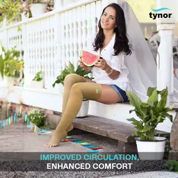 tynor Compression Stocking Mid Thigh Classic, Beige, XL, 1 Pair Knee Support image 4