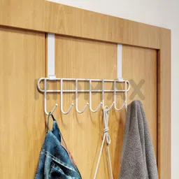 riomax White Over The Door Hook Hanger Organizer / Wall Hook Rack for Hanging Clothes Door Hanger image 2