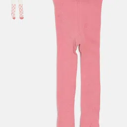 MINI KLUB Girls Pack Of 2 Pink & White Solid Stockings-picture-43