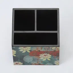 clasicraft Brown Lotus Print MDF Cutlery Holder image 3