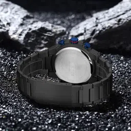 naviforce Blue choronograph dial with date window and black stainless steel Analog Watch - For Men NF8071 Rugged Watch with Date and Stopwatch Features image 4