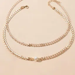 OOMPH Set of 2 Gold-Toned & Navy Blue Choker Necklace-picture-34