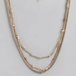RICHEERA Gold-Toned & Brown Gold-Plated Beaded Layered Necklace image 1