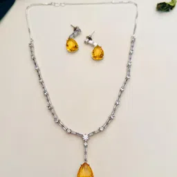 ABDESIGNS Silver-Plated American Diamond-Studded Jewellery Set-image-2