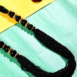 Bamboo Tree Jewels Black & Gold-Toned Handcrafted Necklace-picture-23