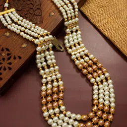 aadita Gold Plated Beaded Layered Necklace image 1