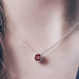 Young & Forever Silver-Toned & Red Silver-Plated Enamelled Necklace image 2
