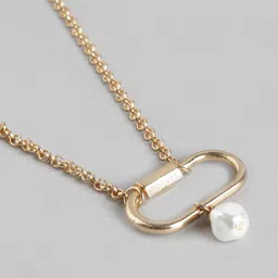 Carlton London Set of 2 Rose Gold Plated & White Hanging Pearl Necklace image 4