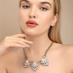 SOHI Gold-Plated Stone-Studded Necklace image 4