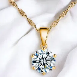MYKI Gold-Plated Round Solitaire American Diamond Fashionable Pendant-image-84