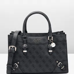 GUESS Women Brand Logo Printed Structured Handheld Bag with Buckle Detail-picture-18