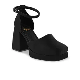 Shoetopia Ankle Looped Suede Platform Heel Pumps image 5