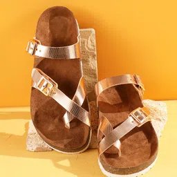 MOZAFIA Buckle Detailed One Toe Flats-picture-16