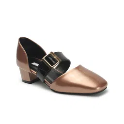 ELLE Square Toe Block Pumps With Buckle Detail image 3