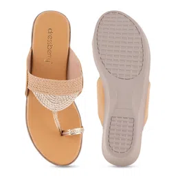 DressBerry Tan Brown Textured Open Toe Wedge Heels image 3