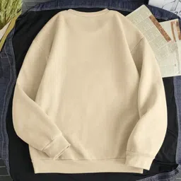 metronaut Men Printed Round Neck Beige Sweater image 2