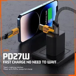 VOOCfiT USB Type C Cable 13 A 1 m Nylon METAL 4 in 1 cable 65W Fast Charging , 27W Compatible for- ios & Android with MFI Certified cable image 5