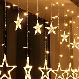 SPARK WORLD Yellow Star Shape LED Curtain Fairy String Lights-picture-21