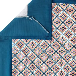 BLANC9 Pink & Teal Blue Ethnic Motifs Printed Rectangular Pure Cotton Table Cover image 3