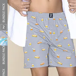 XYXX Mens Printed Pack of 2 Combed Cotton Surf Boxer XYBOX2PCKN379-image-79