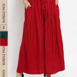 Clora Creation Women Pack Of 2 Flared Palazzos-picture-17