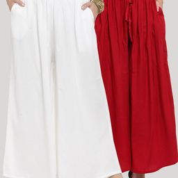 Clora Creation Women Pack of 2 Solid Wide Leg Palazzos-picture-1