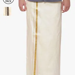 Sethukrishna Men Pack Of 2 Cream-Coloured Solid Readymade Dhoti-image-57