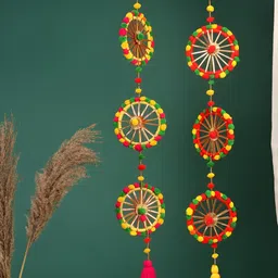 Akaar Yellow & Red 2 Pieces Textured Fabric Hangings Wall Decor-picture-10