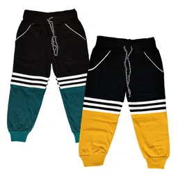 BAESD Kids Pack Of 2 Coloblocked Pure Cotton Joggers image 1