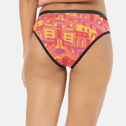 bummer Women Pack Of 2 Red And Yellow Printed Micro Modal Mid Rise Bikini Brief image 4