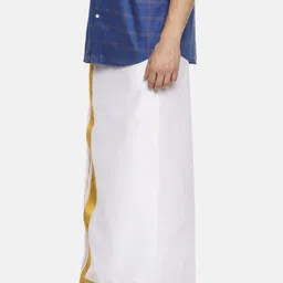 Sethukrishna Men Pack Of 2 White Solid Cotton Readymade Dhoti image 3