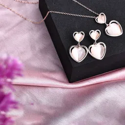 DESTINY JEWELS Rose Gold-Plated Artificial Beads Heart-Shaped Jewellery Set-picture-41