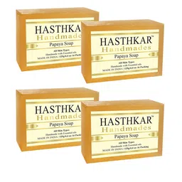 Hasthkar Set of 4 Handmade Papaya Soap with Glycerin & Coconut Oil - 125 g Each-picture-6
