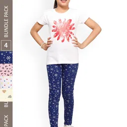 IndiWeaves Girls Pack Of 4 Printed Cotton Churidar Length Leggings-picture-35