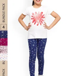 IndiWeaves Girls Pack Of 4 Printed Ankle-Length Leggings-picture-24