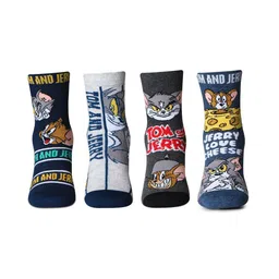 Bonjour Girls Multicoloured Pack of 4 Tom & Jerry Above Ankle Socks-image-43