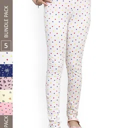 IndiWeaves Girls Pack Of 5 Conversational Printed Pure Cotton Ankle Length Leggings-picture-30