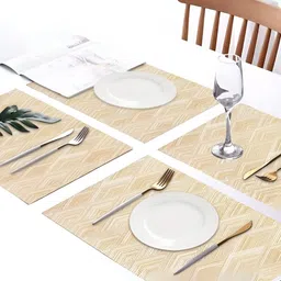 YELONA Gold-Toned 6 Pieces Geometric Rectangular Table Placemats image 1