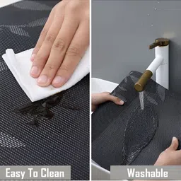 UniKart Black & Grey 6 Pieces Floral Printed Waterproof Rectangle Table Placemats image 2